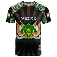 Personalized Niger Roots T Shirt African Map in Fingerprint and Tribal Colors