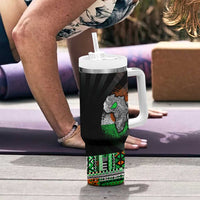 Niger Roots Tumbler With Handle African Map in Fingerprint and Tribal Colors