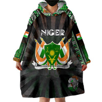 Personalized Niger Roots Wearable Blanket Hoodie African Map in Fingerprint and Tribal Colors