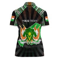 Personalized Niger Roots Women Polo Shirt African Map in Fingerprint and Tribal Colors