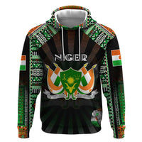 Personalized Niger Roots Zip Hoodie African Map in Fingerprint and Tribal Colors