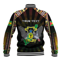 Personalized Sao Tome and Principe Roots Baseball Jacket African Map in Fingerprint and Tribal Colors