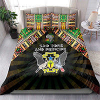Sao Tome and Principe Roots Bedding Set African Map in Fingerprint and Tribal Colors