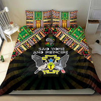 Sao Tome and Principe Roots Bedding Set African Map in Fingerprint and Tribal Colors