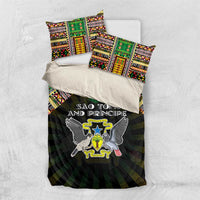 Sao Tome and Principe Roots Bedding Set African Map in Fingerprint and Tribal Colors