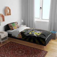 Sao Tome and Principe Roots Bedding Set African Map in Fingerprint and Tribal Colors