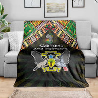 Sao Tome and Principe Roots Blanket African Map in Fingerprint and Tribal Colors