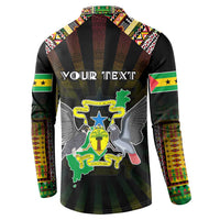 Personalized Sao Tome and Principe Roots Button Sweatshirt African Map in Fingerprint and Tribal Colors