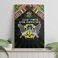 Sao Tome and Principe Roots Canvas Wall Art African Map in Fingerprint and Tribal Colors