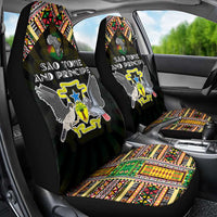 Sao Tome and Principe Roots Car Seat Cover African Map in Fingerprint and Tribal Colors