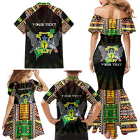 Personalized Sao Tome and Principe Roots Family Matching Mermaid Dress and Hawaiian Shirt African Map in Fingerprint and Tribal Colors