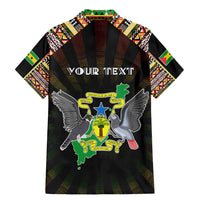Personalized Sao Tome and Principe Roots Family Matching Mermaid Dress and Hawaiian Shirt African Map in Fingerprint and Tribal Colors