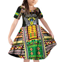 Personalized Sao Tome and Principe Roots Family Matching Off Shoulder Short Dress and Hawaiian Shirt African Map in Fingerprint and Tribal Colors