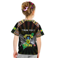 Personalized Sao Tome and Principe Roots Kid T Shirt African Map in Fingerprint and Tribal Colors