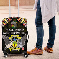 Sao Tome and Principe Roots Luggage Cover African Map in Fingerprint and Tribal Colors