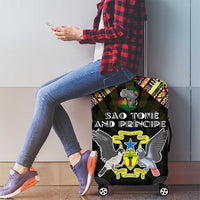 Sao Tome and Principe Roots Luggage Cover African Map in Fingerprint and Tribal Colors