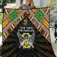 Sao Tome and Principe Roots Quilt African Map in Fingerprint and Tribal Colors