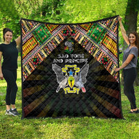 Sao Tome and Principe Roots Quilt African Map in Fingerprint and Tribal Colors