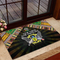 Sao Tome and Principe Roots Rubber Doormat African Map in Fingerprint and Tribal Colors