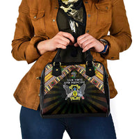 Sao Tome and Principe Roots Shoulder Handbag African Map in Fingerprint and Tribal Colors