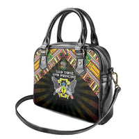 Sao Tome and Principe Roots Shoulder Handbag African Map in Fingerprint and Tribal Colors