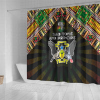 Sao Tome and Principe Roots Shower Curtain African Map in Fingerprint and Tribal Colors