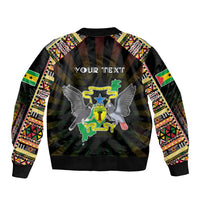 Personalized Sao Tome and Principe Roots Sleeve Zip Bomber Jacket African Map in Fingerprint and Tribal Colors