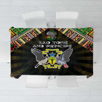 Sao Tome and Principe Roots Tablecloth African Map in Fingerprint and Tribal Colors