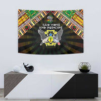 Sao Tome and Principe Roots Tapestry African Map in Fingerprint and Tribal Colors