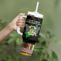 Sao Tome and Principe Roots Tumbler With Handle African Map in Fingerprint and Tribal Colors
