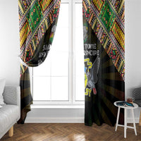 Sao Tome and Principe Roots Window Curtain African Map in Fingerprint and Tribal Colors