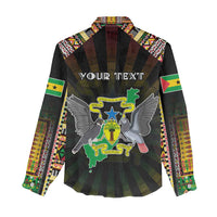 Personalized Sao Tome and Principe Roots Women Casual Shirt African Map in Fingerprint and Tribal Colors