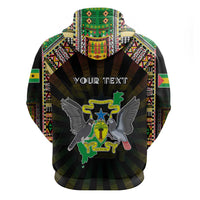 Personalized Sao Tome and Principe Roots Zip Hoodie African Map in Fingerprint and Tribal Colors