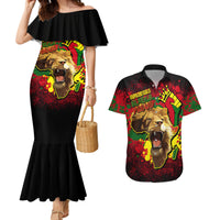 Unapologetically Black and Proud Couples Matching Mermaid Dress and Hawaiian Shirt Africa Map with Lion - Wonder Print Shop