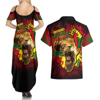 Unapologetically Black and Proud Couples Matching Summer Maxi Dress and Hawaiian Shirt Africa Map with Lion - Wonder Print Shop