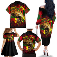 Unapologetically Black and Proud Family Matching Off Shoulder Long Sleeve Dress and Hawaiian Shirt Africa Map with Lion - Wonder Print Shop