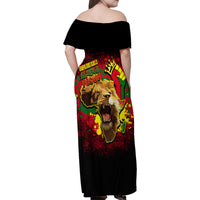 Unapologetically Black and Proud Family Matching Off Shoulder Maxi Dress and Hawaiian Shirt Africa Map with Lion - Wonder Print Shop