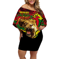 Unapologetically Black and Proud Family Matching Off Shoulder Short Dress and Hawaiian Shirt Africa Map with Lion - Wonder Print Shop