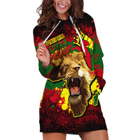 Unapologetically Black and Proud Hoodie Dress Africa Map with Lion - Wonder Print Shop
