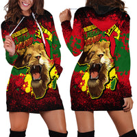 Unapologetically Black and Proud Hoodie Dress Africa Map with Lion - Wonder Print Shop