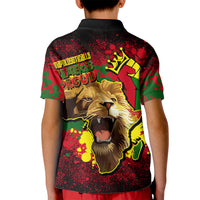 Unapologetically Black and Proud Kid Polo Shirt Africa Map with Lion - Wonder Print Shop