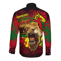 Unapologetically Black and Proud Long Sleeve Button Shirt Africa Map with Lion - Wonder Print Shop
