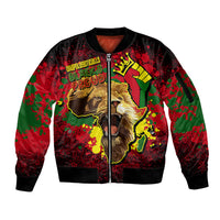 Unapologetically Black and Proud Sleeve Zip Bomber Jacket Africa Map with Lion - Wonder Print Shop
