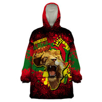 Unapologetically Black and Proud Wearable Blanket Hoodie Africa Map with Lion - Wonder Print Shop
