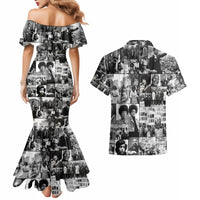 African Couples Matching Mermaid Dress and Hawaiian Shirt Black Power Images - Wonder Print Shop