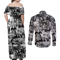 African Couples Matching Off Shoulder Maxi Dress and Long Sleeve Button Shirts Black Power Images - Wonder Print Shop