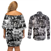 African Couples Matching Off Shoulder Short Dress and Long Sleeve Button Shirts Black Power Images - Wonder Print Shop