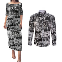African Couples Matching Puletasi Dress and Long Sleeve Button Shirts Black Power Images - Wonder Print Shop