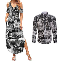 African Couples Matching Summer Maxi Dress and Long Sleeve Button Shirts Black Power Images - Wonder Print Shop