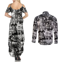 African Couples Matching Summer Maxi Dress and Long Sleeve Button Shirts Black Power Images - Wonder Print Shop